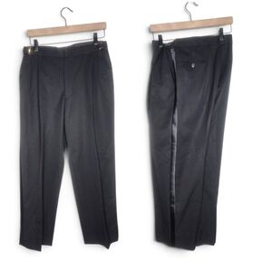 Vintage Simco Pleated Wool Tuxedo Pants in Black Size 32x26.5